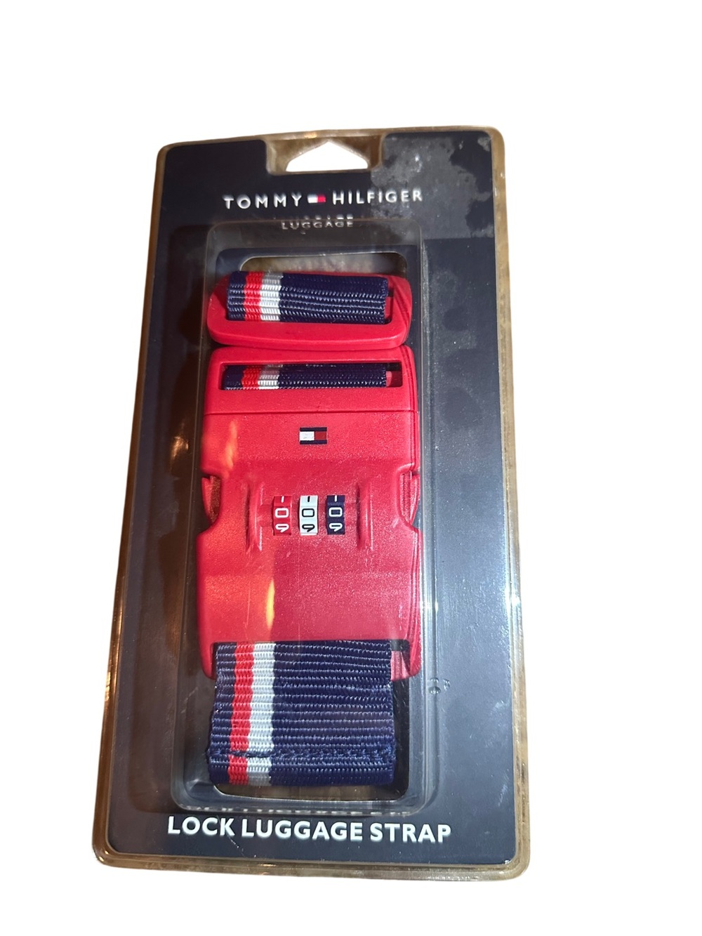 Tommy Hilfiger Red, Navy & White Combination Lock Luggage Strap